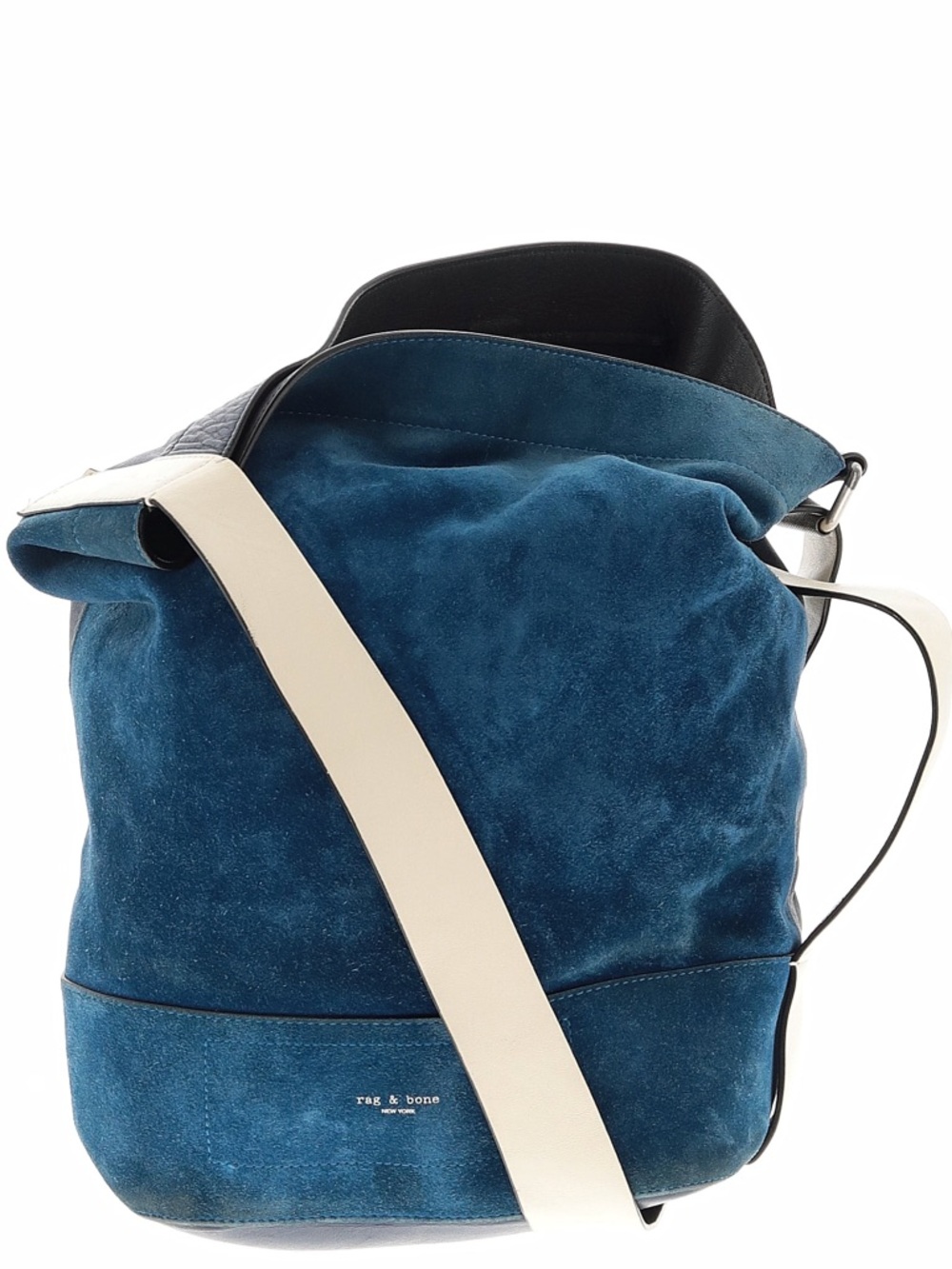 Rag & Bone Nappa Leather/Suede Walker Sling Bucket Bag Bright Blue - Picture 3 of 4